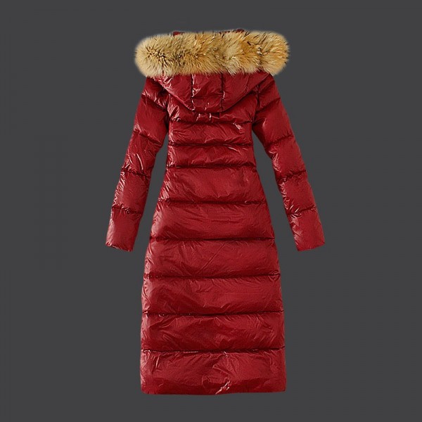 Moncler Donna lungo Giù cappotto Rosso uscita M1106